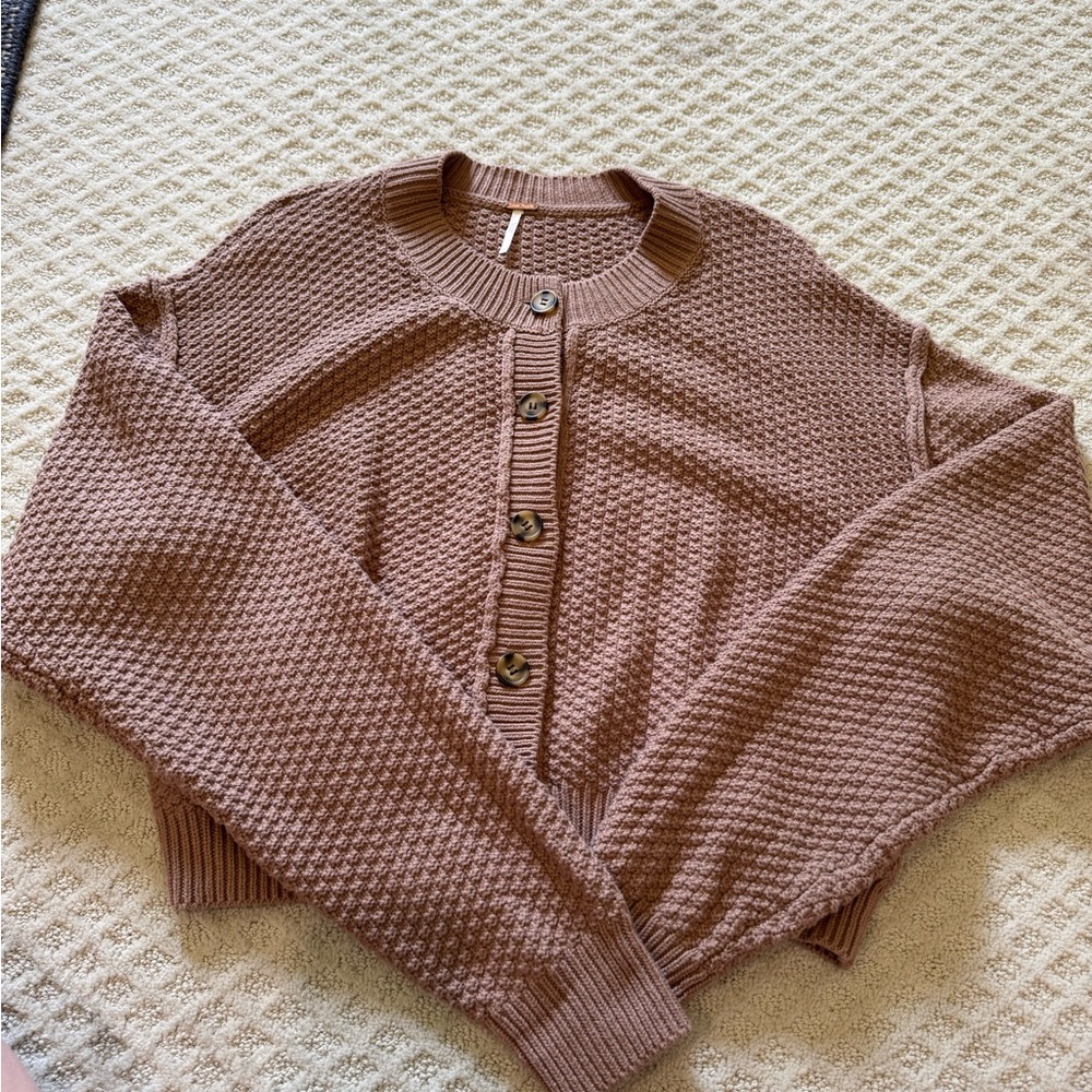 Free People Textured Brown Cardigan